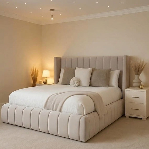 Winged panel bed frame plush - bed,