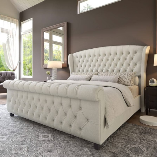 Scroll sleigh bed frame plush - sleigh,