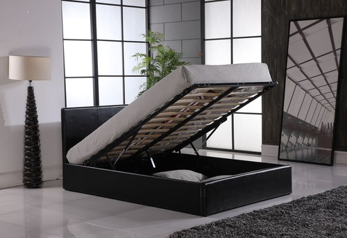 Faux leather ottoman - faux, storage