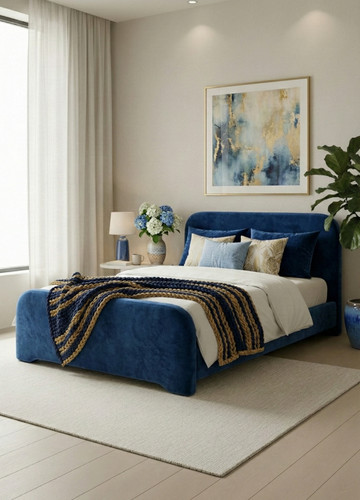 Plush velvet ottoman - velvet, frame