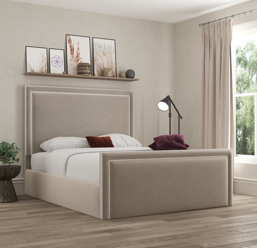 Verona pipping upholstered bed - upholstered,