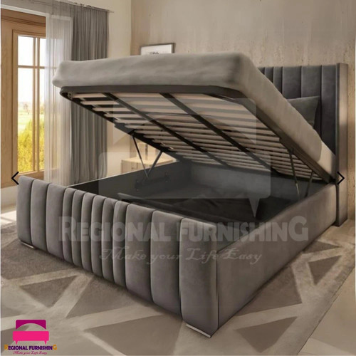 Ottoman bed winged panel - winged, plush