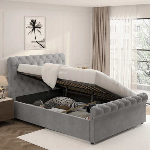 Velvet chesterfield bed frame - velvet,